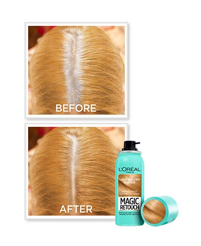 OAP HAIRCOLOR MAGIC RETOUCH SPRAY BEFOREAFTER BlondClair