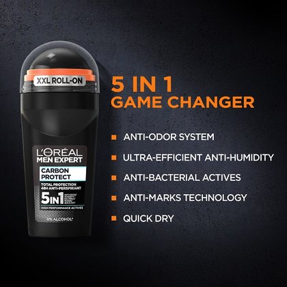 OAP MEN EXPERT CARBON PROTECT ROLL ON DEODORANT AUGMENTED PIC BENEFITS